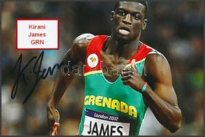 Kirani James olimpiai bajnok atléta saját kézzel aláírt fotója / Autograph signed photo of Olympic Games contestant 16x10 cm