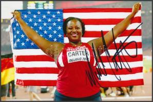 Michelle Carter olimpiai bajnok súlylökő saját kézzel aláírt fotója / Autograph signed photo of Olympic Games contestant 16x10 cm