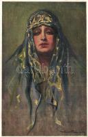 6 db régi Kiss Rezső művészlap ismétlődőkkel / 6 pre-1945 Kiss Rezső signed art postcards with repea...