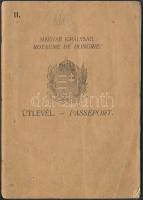 1929 A Magyar Királyság által kiállított fényképes útlevél izraelita vallású személy részére / Hungarian passport