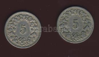 Svájc 5R 1880, 1900 2klf db T:3,3/4