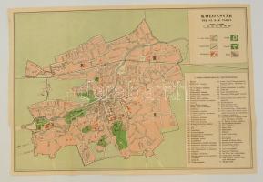 cca 1941-1945 Kolozsvár thj. sz. kir. város térképe, a város középületeinek és nevezetességeinek felsorolásával, 30x43 cm