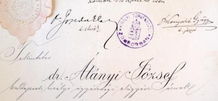 1899 Ügyészi kinevezés Átányi József részére, Erdély Sándor igazságügyminiszter aláírásával (hivatal...