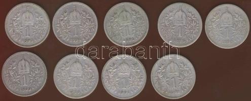 Ausztria 1893-1902. 1K Ag 9klf db T:3+,3