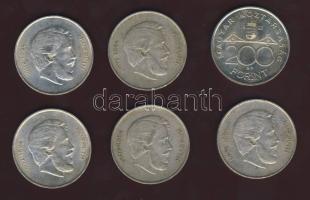 1947. 5Ft Ag "Kossuth" (5x) + 1993. 200Ft Ag "MNB" T:2,2/3