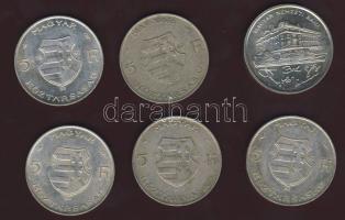 1947. 5Ft Ag "Kossuth" (5x) + 1993. 200Ft Ag "MNB" T:2,2/3