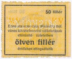 Miskolc DN 50f "Miskolcz thjf." utalvány-jegy "MISKOLCZ" perforációval T:I-
Ada...