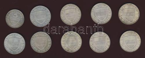 Ausztria 1957-1973. 10Sch Ag (9x) + 5Sch Ag (1x) T:2,2/3