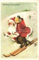 Kellemes ünnepeket kommunista propaganda, Állami Áruház reklámlap, Képzőművészeti Alap kiadása / communist propaganda, Christmas greeting card, advertisement (Rb)
