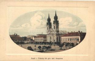 Arad, Thököly tér, Görög keleti templom, kiadja Husserl M. / square, church (EK)
