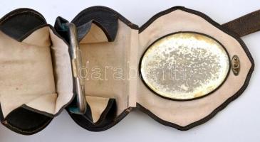 cca 1910 Nissel & Sikora Wien színházi táska, ezüst, zománc berakással és csont kámeával a közep...