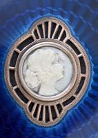 cca 1910 Nissel & Sikora Wien színházi táska, ezüst, zománc berakással és csont kámeával a közep...