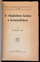 Dr. Hacker Ervin: A világháború hatása a kriminalitásra. Miskolci ev.jogakadémia tudományos értekezé...