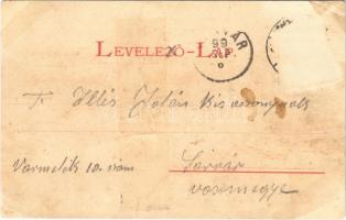 1899 Szeged, színház, Széchenyi tér, Dugonics tér és az Ítélőtábla. Art Nouveau, floral, litho (r)