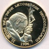 Bognár György (1944-) 1996. II. János Pál pápa látogatása Pannonhalmán aranyozott fém emlékérem (42mm) T:1- (PP)
