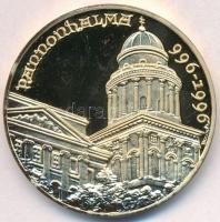 Bognár György (1944-) 1996. "II. János Pál pápa látogatása Pannonhalmán" aranyozott fém em...