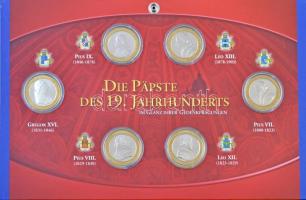 Németország DN "A 19. század pápái" sárgaréz és Cu-Ni emlékérem (6xklf) díszkiadásban, ném...