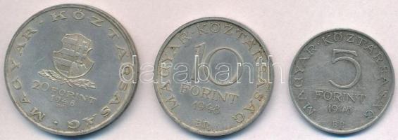 1948. 5Ft Ag "Petőfi" + 10Ft Ag "Széchenyi" + 20Ft Ag "Táncsics" - &qu...