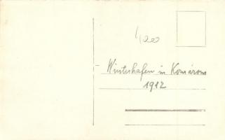 1912 Komárom, Komárno; Téli kikötő, gőzhajók / winter port, steamships, photo