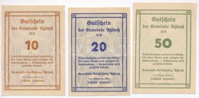 Ausztria / Atzbach 1920. 10h + 20h + 50h szükségpénz  T:1,1- egyiken kis szakadás
Austria / Atzbach...