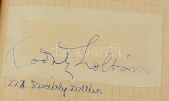 cca 1950 Hatalmas aláírásgyűjtemény az 1950-es évekből, kb 240 színész, énekes, zeneszerző aláírásáv...