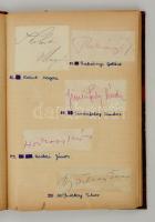 cca 1950 Hatalmas aláírásgyűjtemény az 1950-es évekből, kb 240 színész, énekes, zeneszerző aláírásáv...
