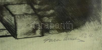 Gara Arnold (1882-1929): Wolhynia 1916 (Volhínia). Rézkarc, papír, jelzett, üvegezett keretben, 31×2...