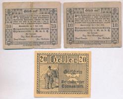 Ausztria / Thomasroith bányászkerület 1920. 10h (2x) + 20h T:II,III
Austria / Thomasroith Bergbaure...