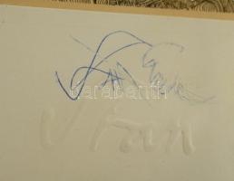 Szász Endre (1926-2003): Női portré. Szitanyomat, papír, jelzett, üvegezett keretben, 7×7 cm