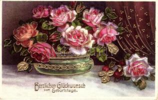 18 db RÉGI születésnapi üdvözlőlapok, litho és dombornyomott lapokkal, vegyes minőség / 18 pre-1945 ...