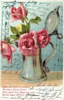 15 db RÉGI virágos üdvözlőlap, vegyes minőség / 15 pre-1945 floral greeting cards, mixed quality