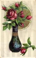 15 db RÉGI virágos üdvözlőlap, vegyes minőség / 15 pre-1945 floral greeting cards, mixed quality