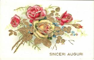 15 db RÉGI virágos üdvözlőlap, vegyes minőség / 15 pre-1945 floral greeting cards, mixed quality