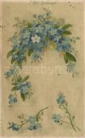 12 db RÉGI virágos üdvözlőlap, vegyes minőség / 12 pre-1945 floral greeting cards, mixed quality