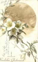 10 db RÉGI hosszú címzéses virágos üdvözlőlap, vegyes minőség / 10 pre-1901 floral greeting cards, mixed quality
