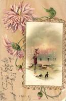 10 db RÉGI hosszú címzéses virágos üdvözlőlap, vegyes minőség / 10 pre-1901 floral greeting cards, m...