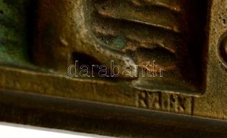 Rajki László (1939-): Busójárás Mohács. Bronz falikép, jelzett, 17×25 cm