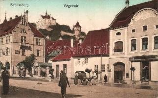 Segesvár, Sighisoara; utcakép, Petrovits üzlete / street view, shop