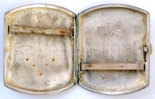 Szecessziós alpakka tárca, szintetikus kövekkel (egy hiányzik), 9×7,5 cm