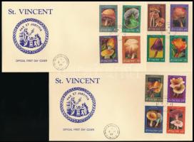 Gomba sor + blokksor 5 db FDC-n Mushrooms set + block set on 5 FDC