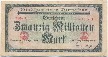 Németország / Weimar köztársaság / Pirmasens 1923. 20.000.000M T:III- Germany / Weimar Republic / Pirmasens 1923. 20.000.000 Mark C:F-