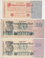 Németország / Weimar köztársaság 1923. 500.000M + 1923. 2.000.000M  (2x) sorszámmal és sorszám nélkü...