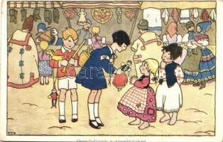 11 db RÉGI üdvözlőlap, vegyes minőség / 11 pre-1945 greeting cards, mixed quality