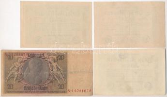 Németország / Weimar köztársaság 1923. 10.000.000M (3x) kétféle csillagos és színárnyalatú, hat, ill...