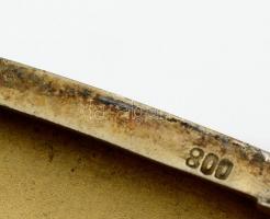 Ezüst (Ag.) cigarettatárca, jelzett, apró horpadással, nettó:89 g,  9×8 cm