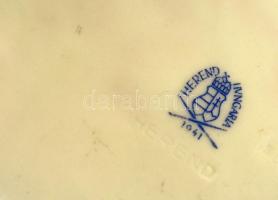 Herendi virág mintás mélytányér, kézzel festett, jelzett (koronás), hibátlan, d:22 cm