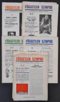 1937-1938 Független Színpad 1-8. számok, (három kettős szám.) Összes megjelent szám. Szerk.: Hont Ferenc. Bp., 1937-1938, Első Kecskeméti Hírlapkiadó- és Ny. Rt. Hont Ferenc által vezetett lap a modern magyar színházi életet megreformálni akaró mozgalom szócsöve volt. Olyan nevek szerepelnek az oldalain, mint József Attila, Radnóti Miklós, Karinthy Frigyes és Márai Sándor. Az 1-2 szám viseltes, az első és az utolsó lap leszakadt, a többi szám alapvetően jó állapotban.