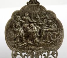 Ezüst (Ag.) tortalapát hajós díszítéssel, jelzés nélkül, nettó:70 g, h:24 cm