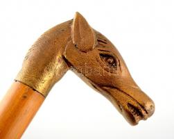 Fa sétabot, öntött réz lófej marokolattal, m:106 cm