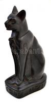 Fekete műgyanta egyiptomi macska figura,m:15 cm